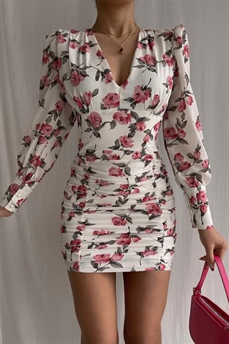 Çiçekli Crep Elbise